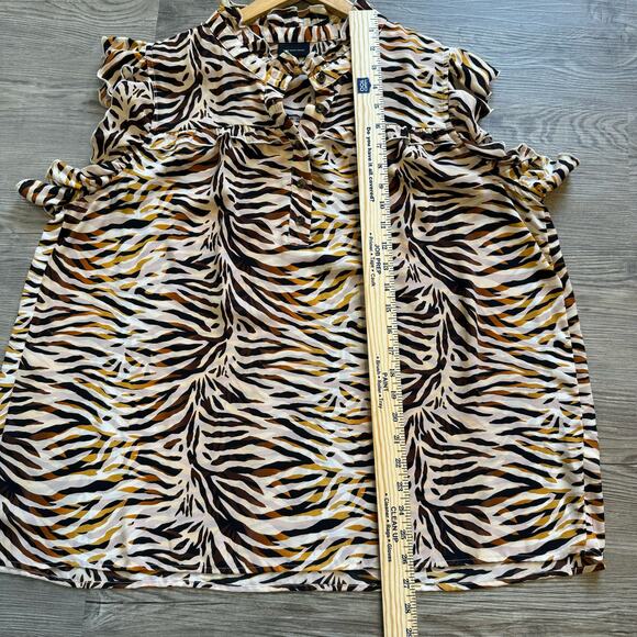 Who What Wear Animal Print Ruffle Blouse Womens 2X Flowy Business Casual Career - Picture 5 of 8